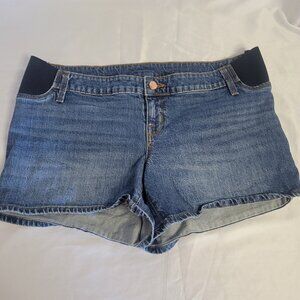 Isabel Blue Denim Midi Maternity Shorts (Size 10)